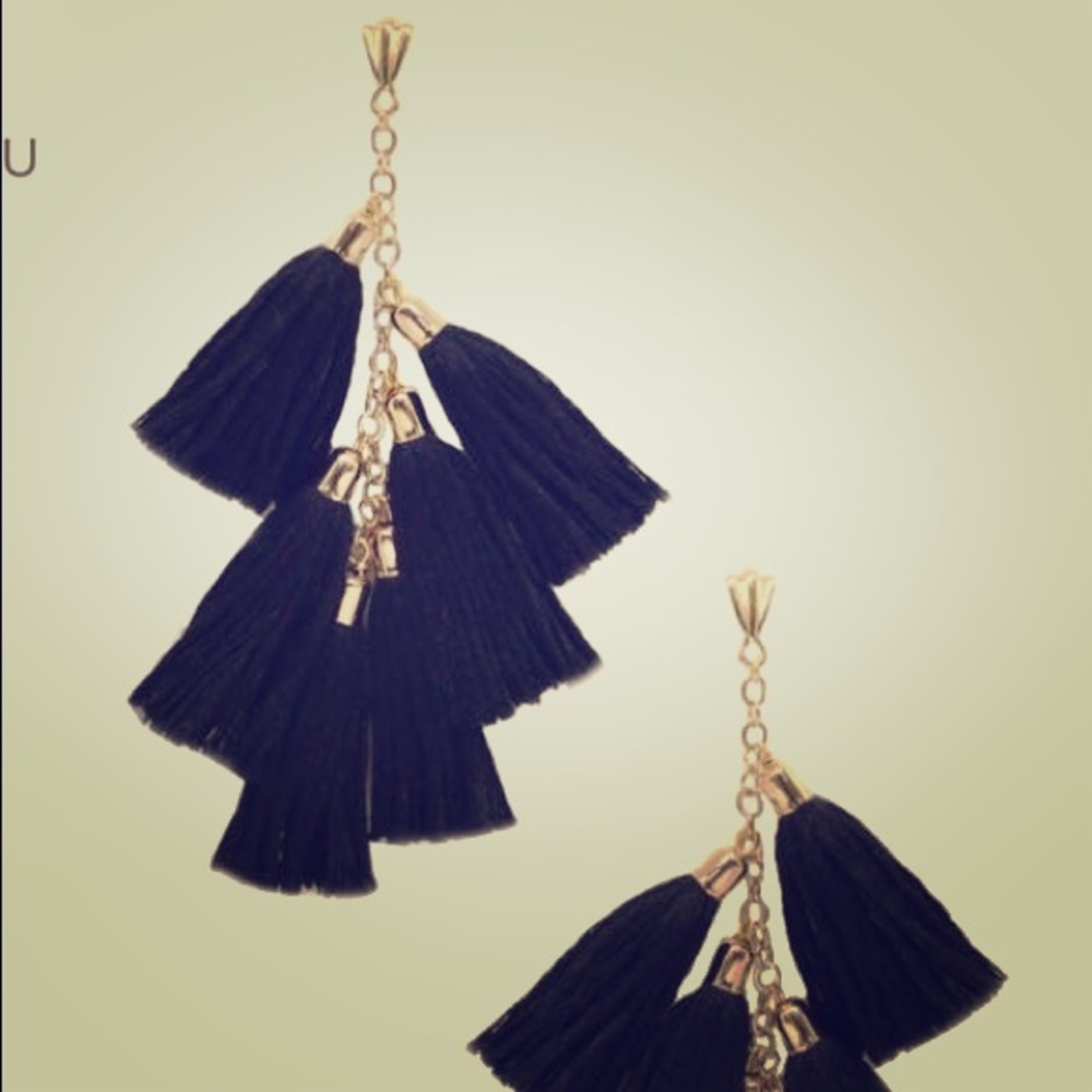NWT Ettika Tassel Earrings in Black